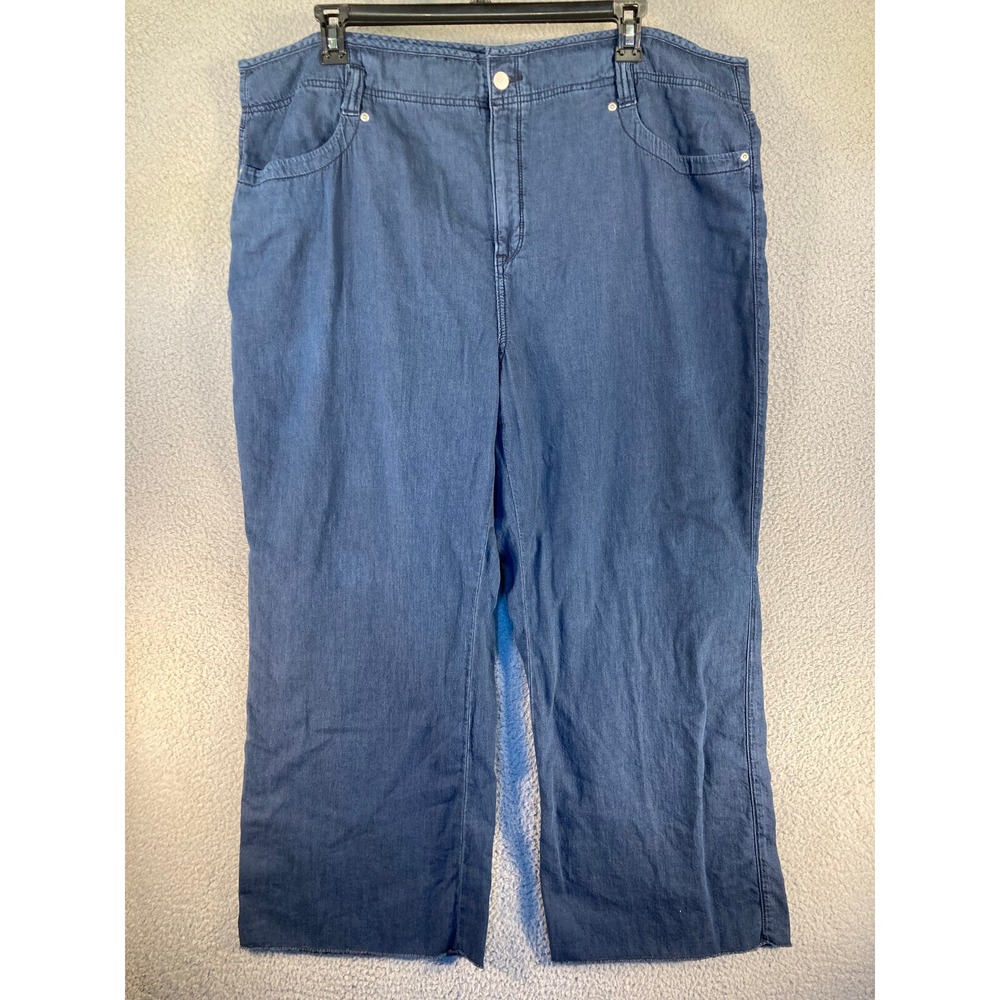 NYDJ Pants Womens 22 Blue Chambray Lift Tuck Wide Leg Serendipity Beachy Coastal